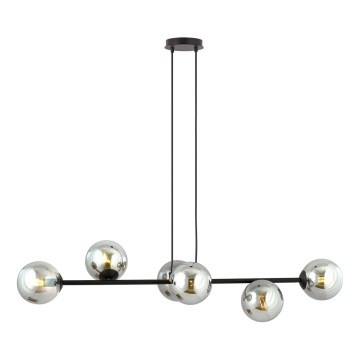 Luster na sajli ROSSI 6xE14/10W/230V crna/siva