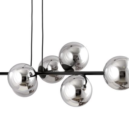 Luster na sajli ROSSI 6xE14/10W/230V crna/siva