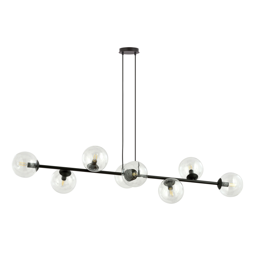 Luster na sajli ROSSI 8xE14/10W/230V crna/prozirna