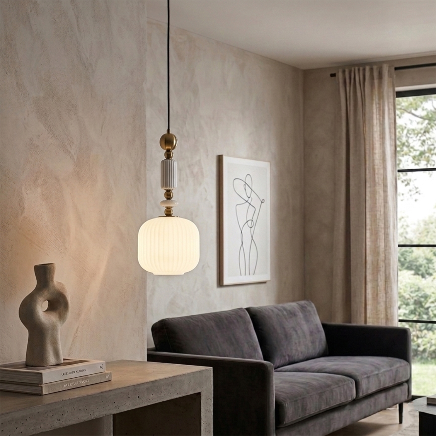 Luster na sajli ROYAL 1xE27/15W/230V zlatna/bela