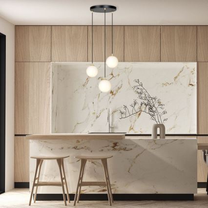 Luster na sajli ROYAL 3xE14/10W/230V, prečnik 30 cm, crn