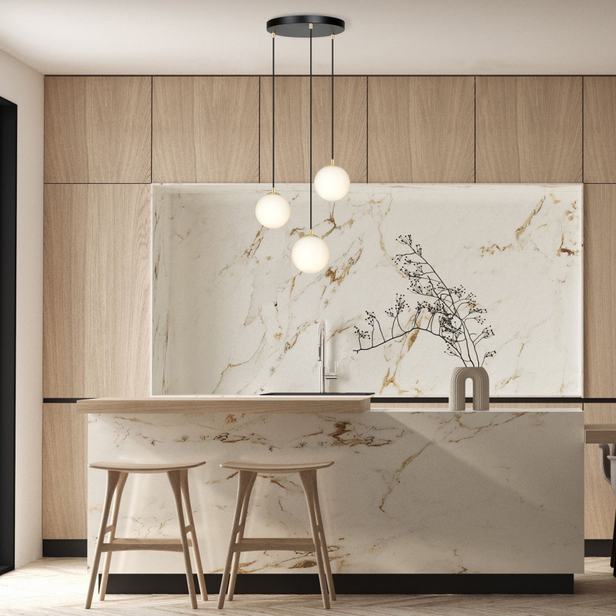Luster na sajli ROYAL 3xE14/10W/230V, prečnik 30 cm, crn
