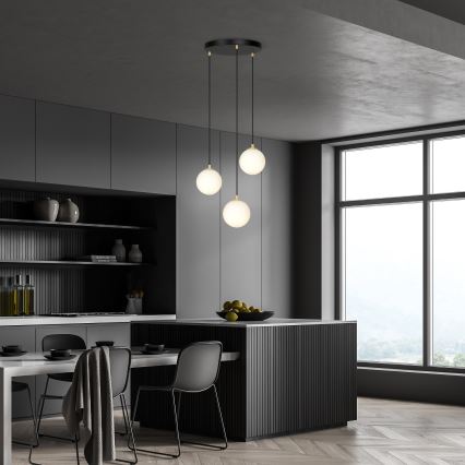 Luster na sajli ROYAL 3xE14/10W/230V, prečnik 30 cm, crn