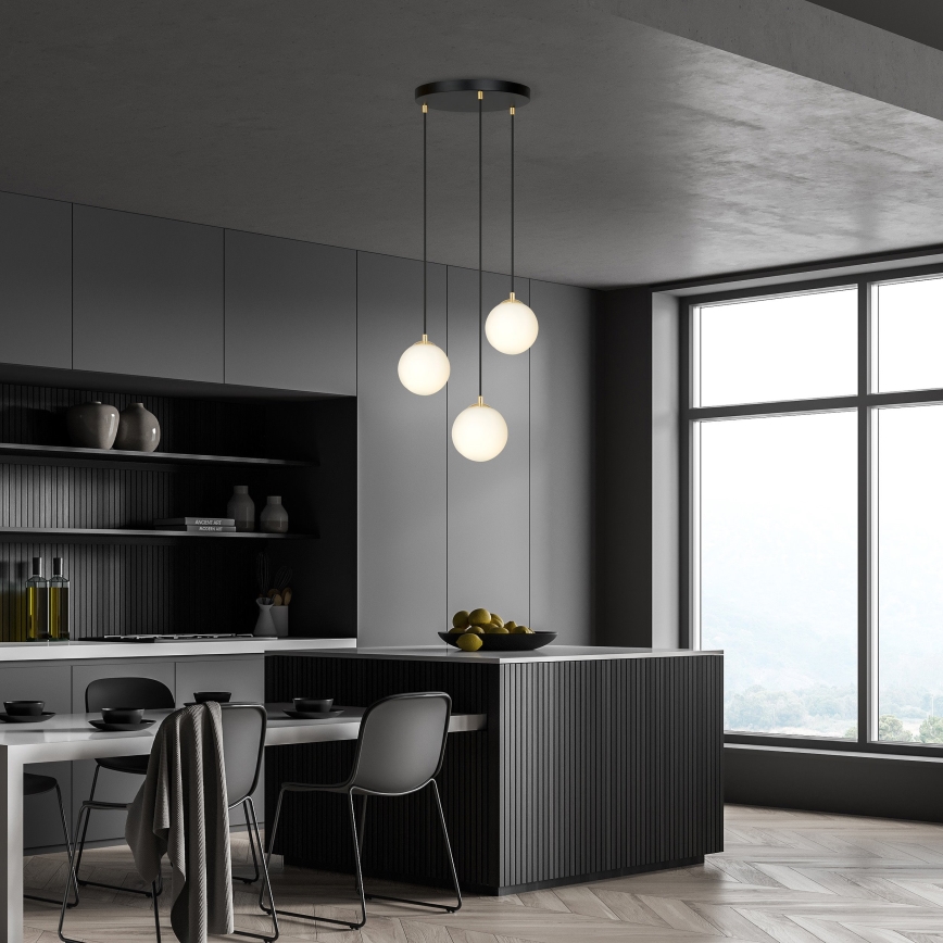 Luster na sajli ROYAL 3xE14/10W/230V, prečnik 30 cm, crn