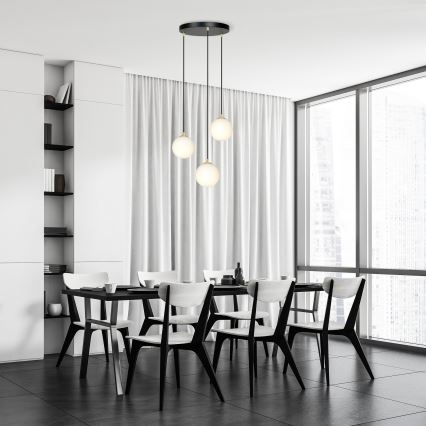 Luster na sajli ROYAL 3xE14/10W/230V, prečnik 30 cm, crn