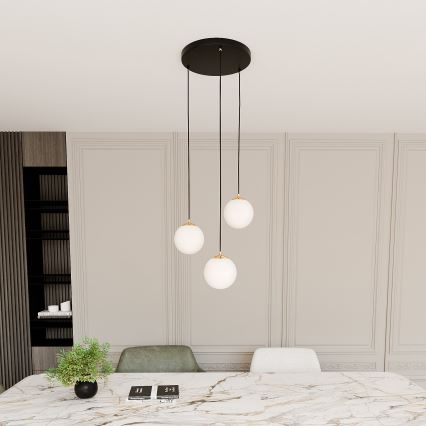 Luster na sajli ROYAL 3xE14/10W/230V, prečnik 30 cm, crn