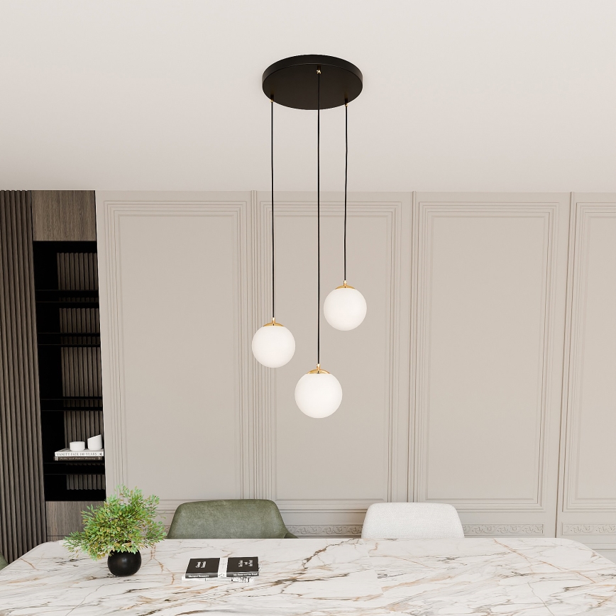 Luster na sajli ROYAL 3xE14/10W/230V, prečnik 30 cm, crn