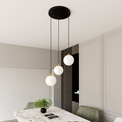 Luster na sajli ROYAL 3xE14/10W/230V, prečnik 30 cm, crn