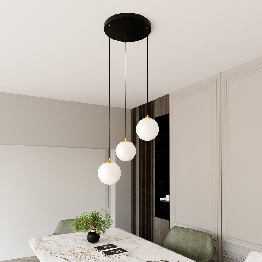 Luster na sajli ROYAL 3xE14/10W/230V, prečnik 30 cm, crn