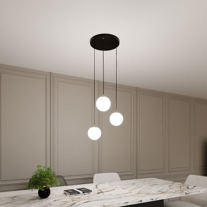 Luster na sajli ROYAL 3xE14/10W/230V, prečnik 30 cm, crn