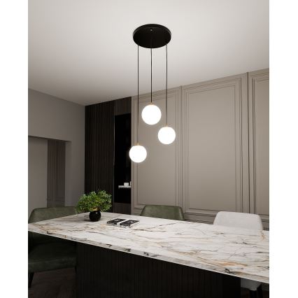 Luster na sajli ROYAL 3xE14/10W/230V, prečnik 30 cm, crn