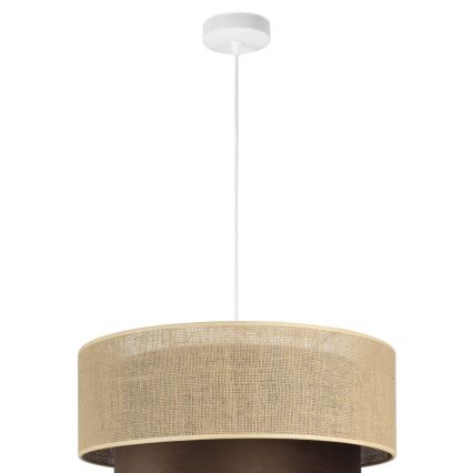 Luster na sajli SARTA 1xE27/60W/230V prečnik 45 cm braon/juta