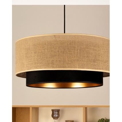 Luster na sajli SARTA 1xE27/60W/230V Ø 45 cm crna/juta