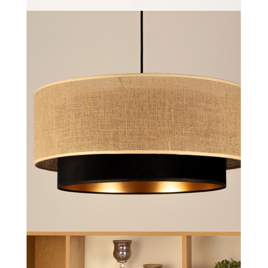 Luster na sajli SARTA 1xE27/60W/230V Ø 45 cm crna/juta