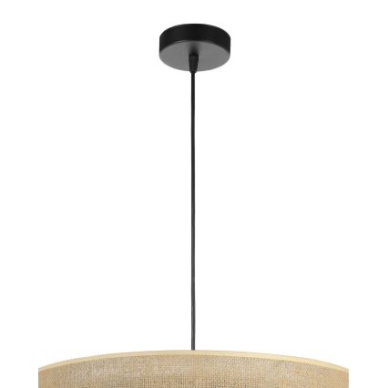 Luster na sajli SARTA 1xE27/60W/230V Ø 45 cm crna/juta