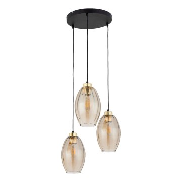 Luster na sajli SEBO 3xE27/15W/230V crna/dimljeno bež