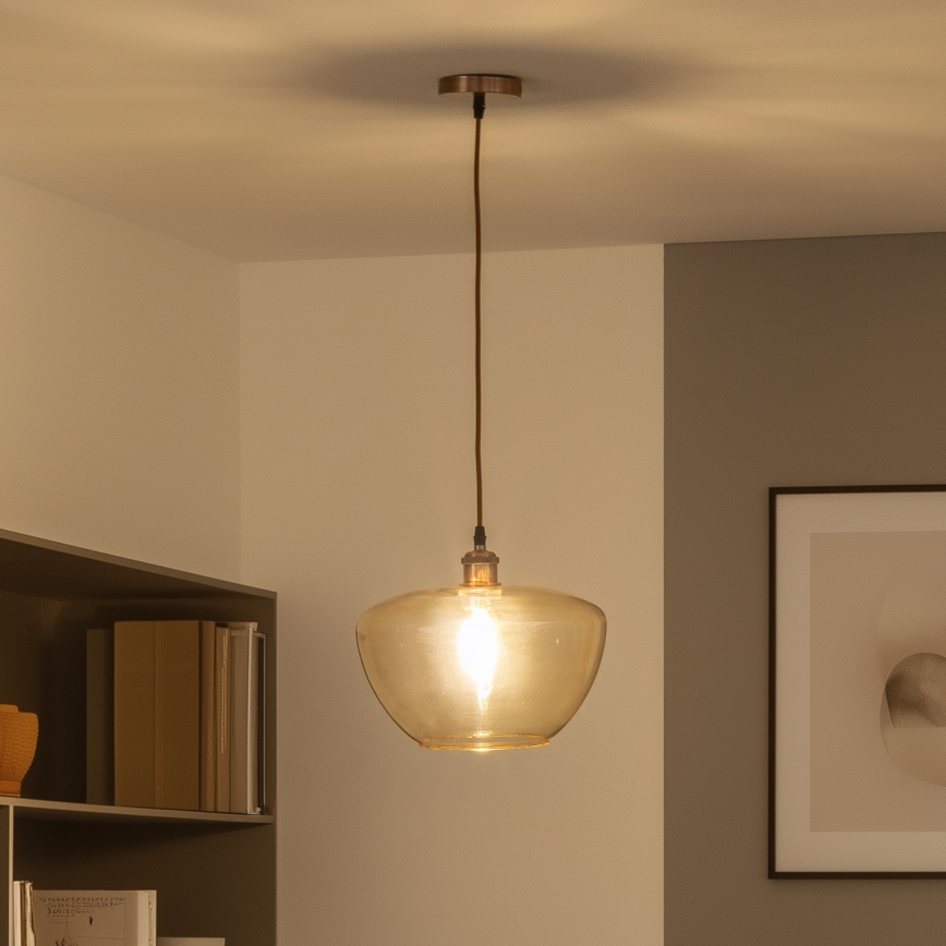 Luster na sajli SEVENTIES E27/60W/230V dimljeno/smeđe