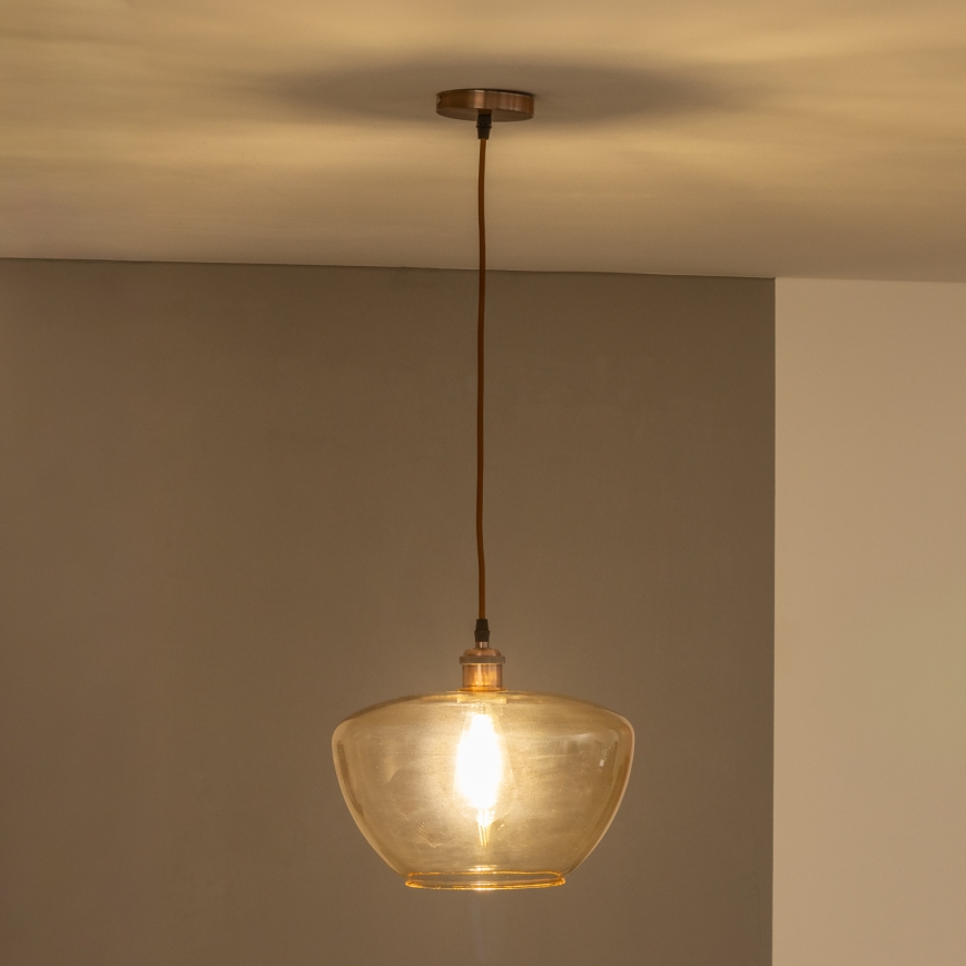 Luster na sajli SEVENTIES E27/60W/230V dimljeno/smeđe
