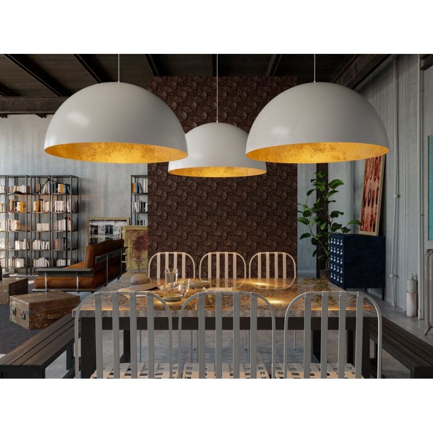 Luster na sajli SFERA 1xE27/60W/230V prečnik 35 cm siva/zlatna