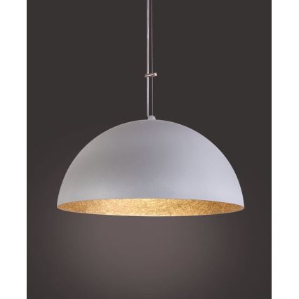Luster na sajli SFERA 1xE27/60W/230V, prečnik 50 cm, siva/zlatna