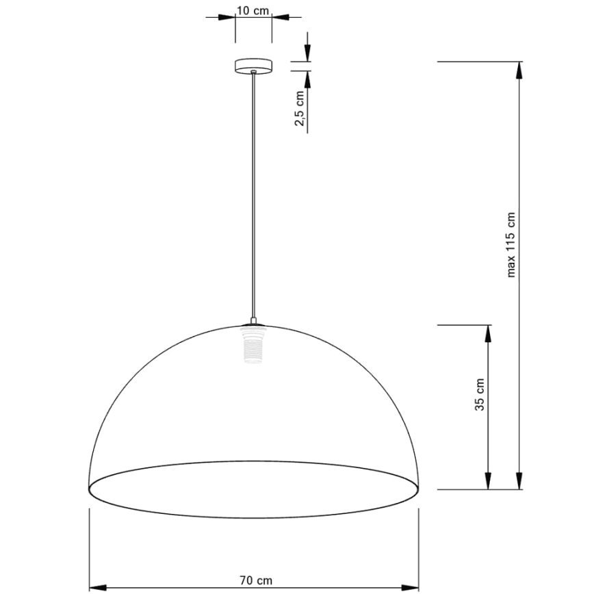 Luster na sajli SFERA 1xE27/60W/230V prečnik 70 cm zlatna