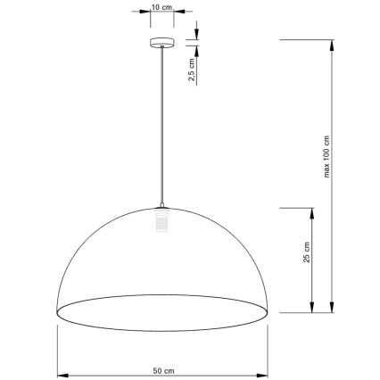 Luster na sajli SFERA 1xE27/60W/230V, prečnika 50 cm, crna/zlatna