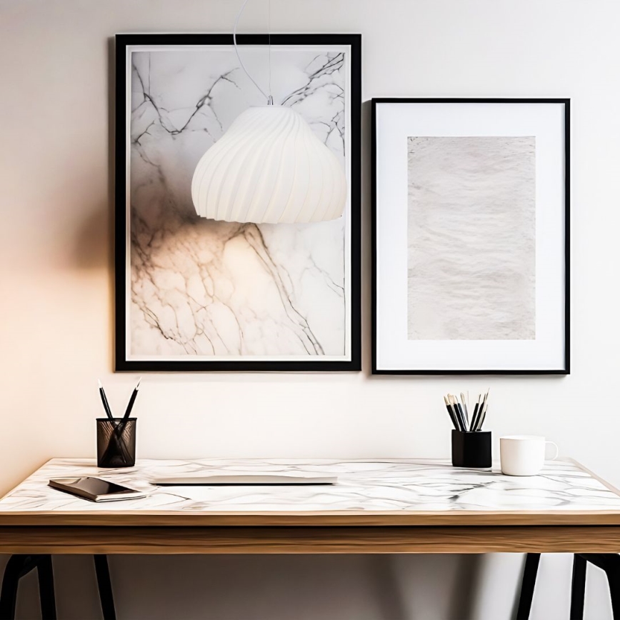 Luster na sajli SILVO 1xE27/60W/230V Ø 38 cm bela