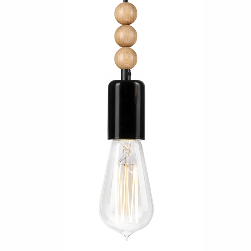 Luster na sajli SIMON 1xE27/60W/230V crna/buk