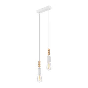Luster na sajli SIMON 2xE27/60W/230V bela/buk