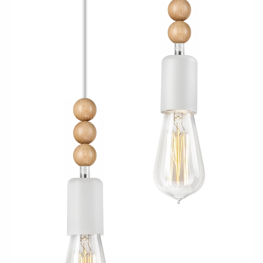 Luster na sajli SIMON 2xE27/60W/230V bela/buk