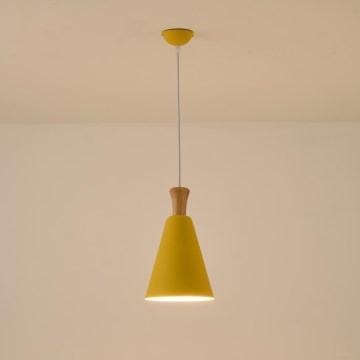 Luster na sajli SIMPLO 1xE27/15W/230V žute boje, prečnika 20 cm