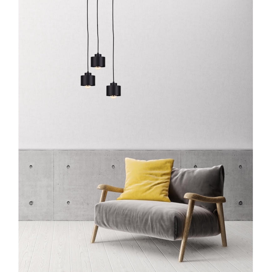 Luster na sajli SIMPLY BLACK 3xE27/60W/230V prečnik 32 cm