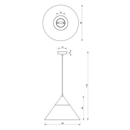 Luster na sajli SINGLE 1xE27/15W/230V bela/buk
