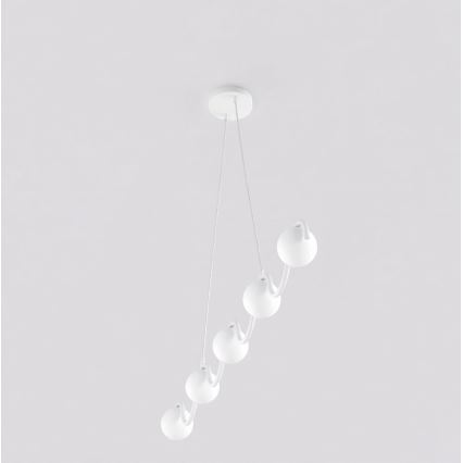 Luster na sajli SINUS 5xG9/8W/230V bela
