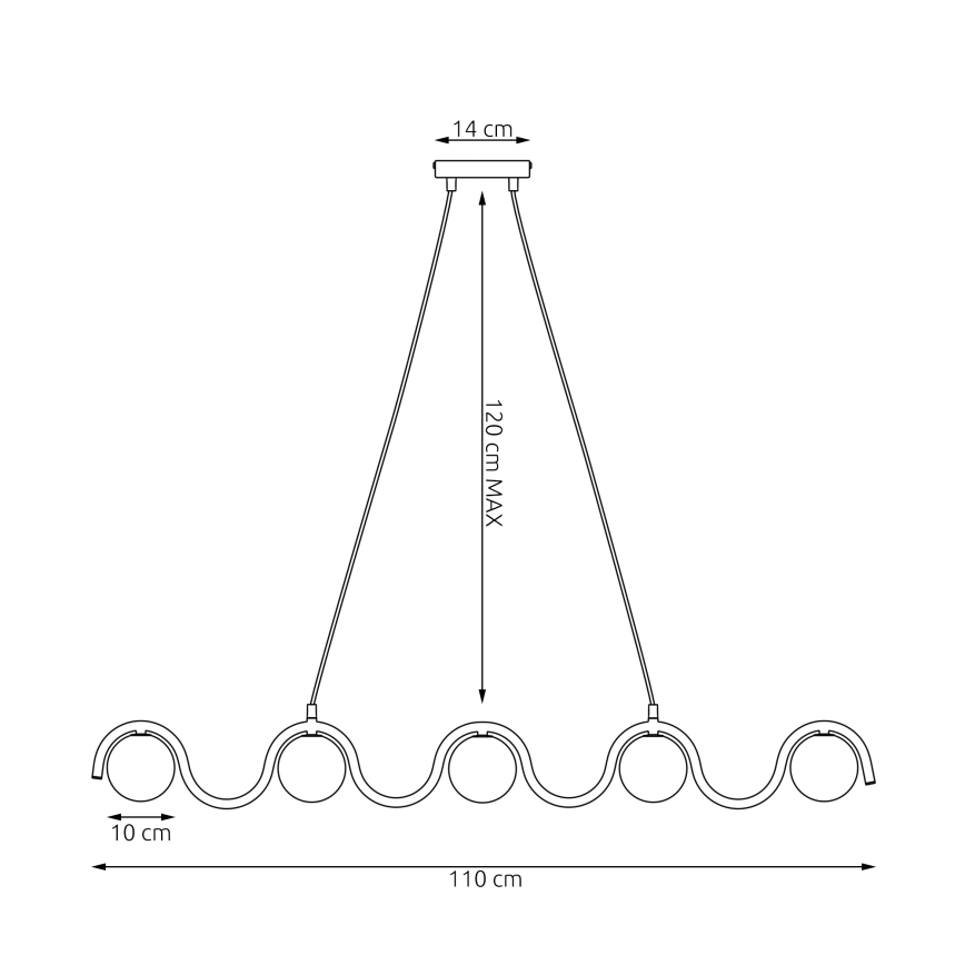 Luster na sajli SINUS 5xG9/8W/230V bela