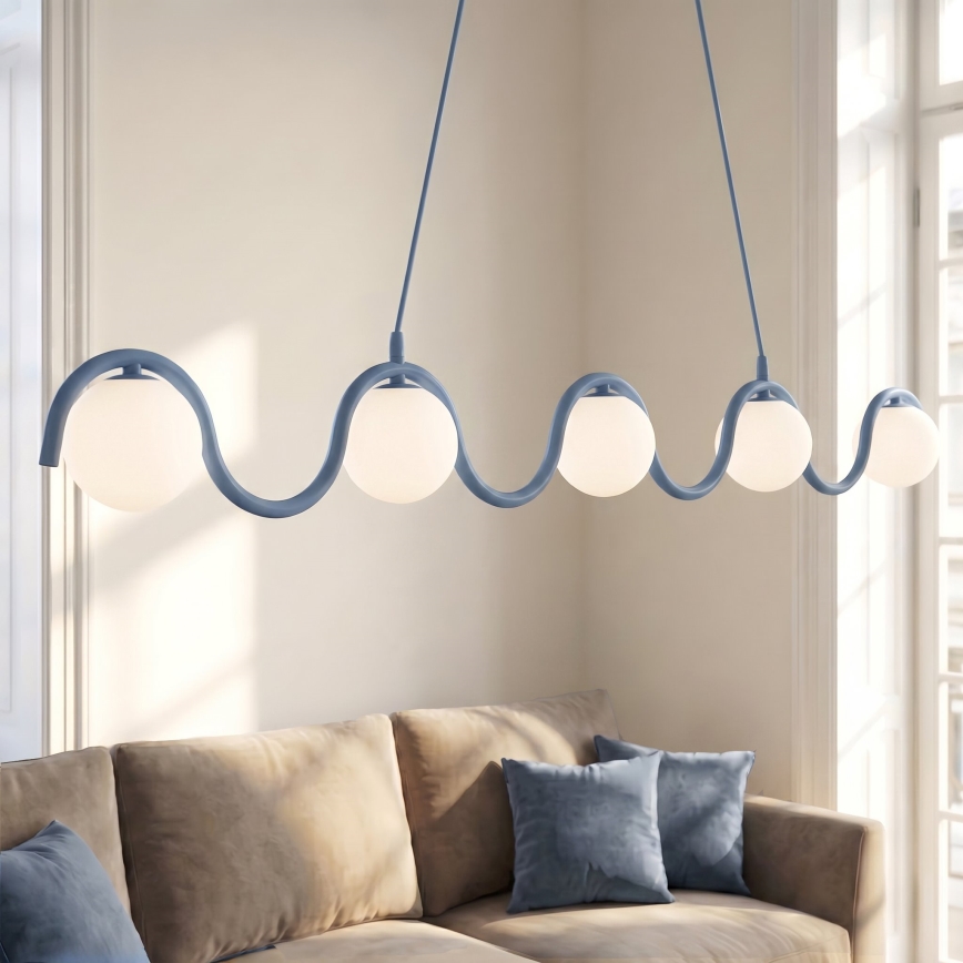Luster na sajli SINUS 5xG9/8W/230V plavi