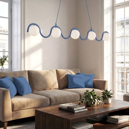 Luster na sajli SINUS 5xG9/8W/230V plavi