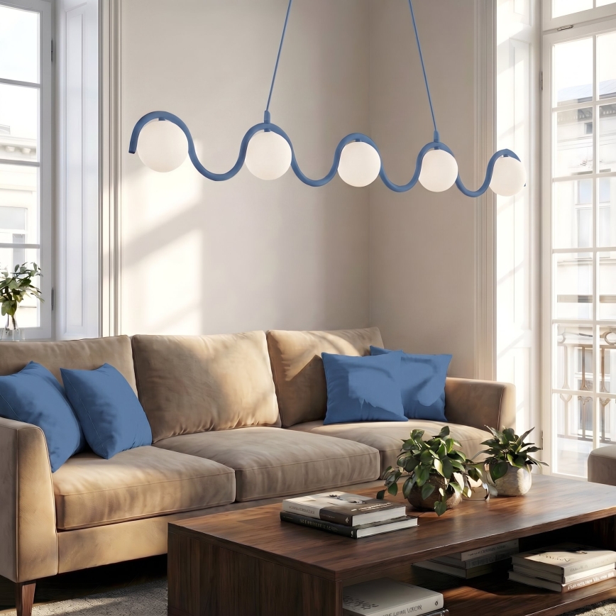 Luster na sajli SINUS 5xG9/8W/230V plavi