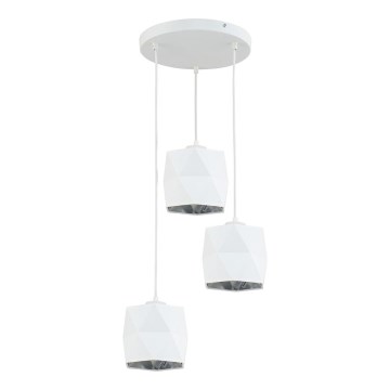 Luster na sajli SIRO 3xE27/15W/230V bela/srebrna