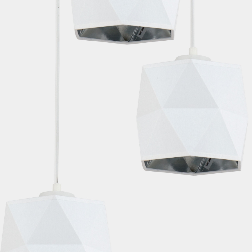 Luster na sajli SIRO 3xE27/15W/230V bela/srebrna