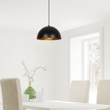 Luster na sajli SIVANI 1xE27/40W/230V pr. 30 cm crna/bakarna