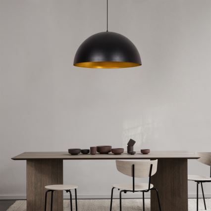Luster na sajli SIVANI 1xE27/40W/230V prečnik 60 cm crna/bakarna