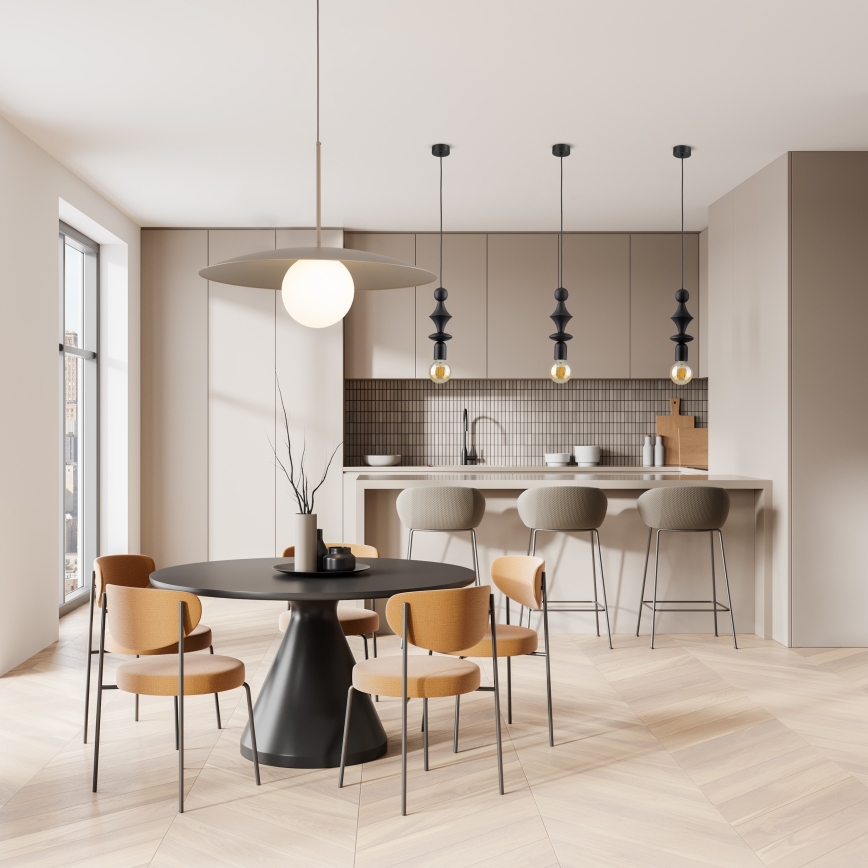 Luster na sajli SLATE 1xE27/15W/230V, prečnik 65 cm, bež
