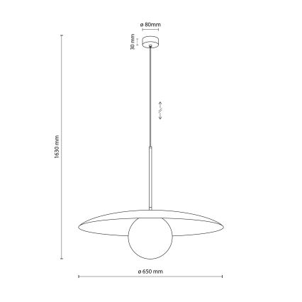 Luster na sajli SLATE 1xE27/15W/230V, prečnik 65 cm, bež