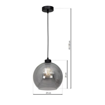 Luster na sajli SOFIA 1xE27/60W/230V crne boje