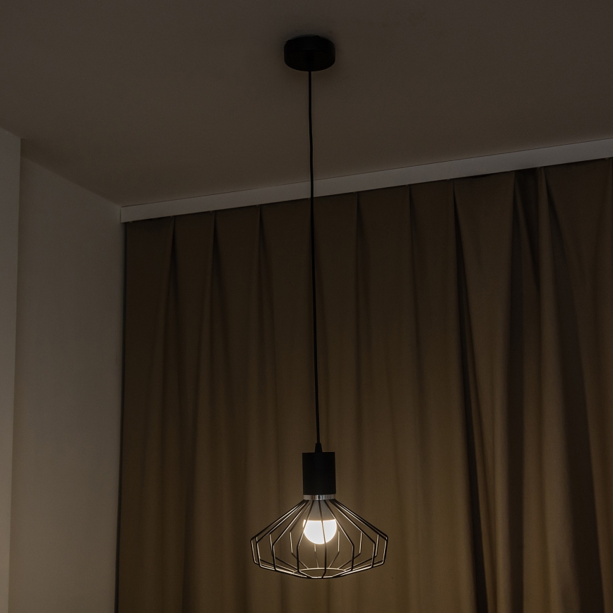 Luster na sajli SOLANO 1xE27/15W/230V crna/sjajni hrom