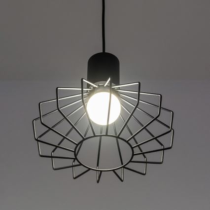 Luster na sajli SOLANO 1xE27/15W/230V crna/sjajni hrom