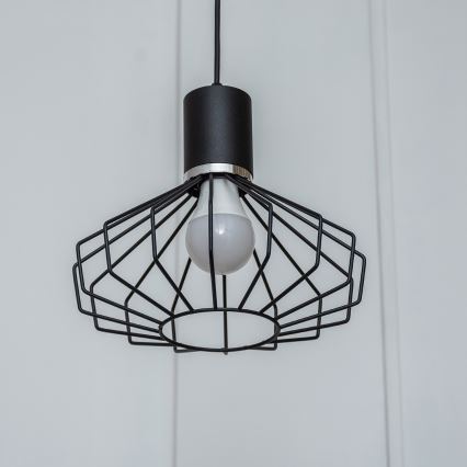 Luster na sajli SOLANO 1xE27/15W/230V crna/sjajni hrom