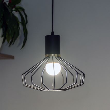 Luster na sajli SOLANO 1xE27/15W/230V crna/zlatna