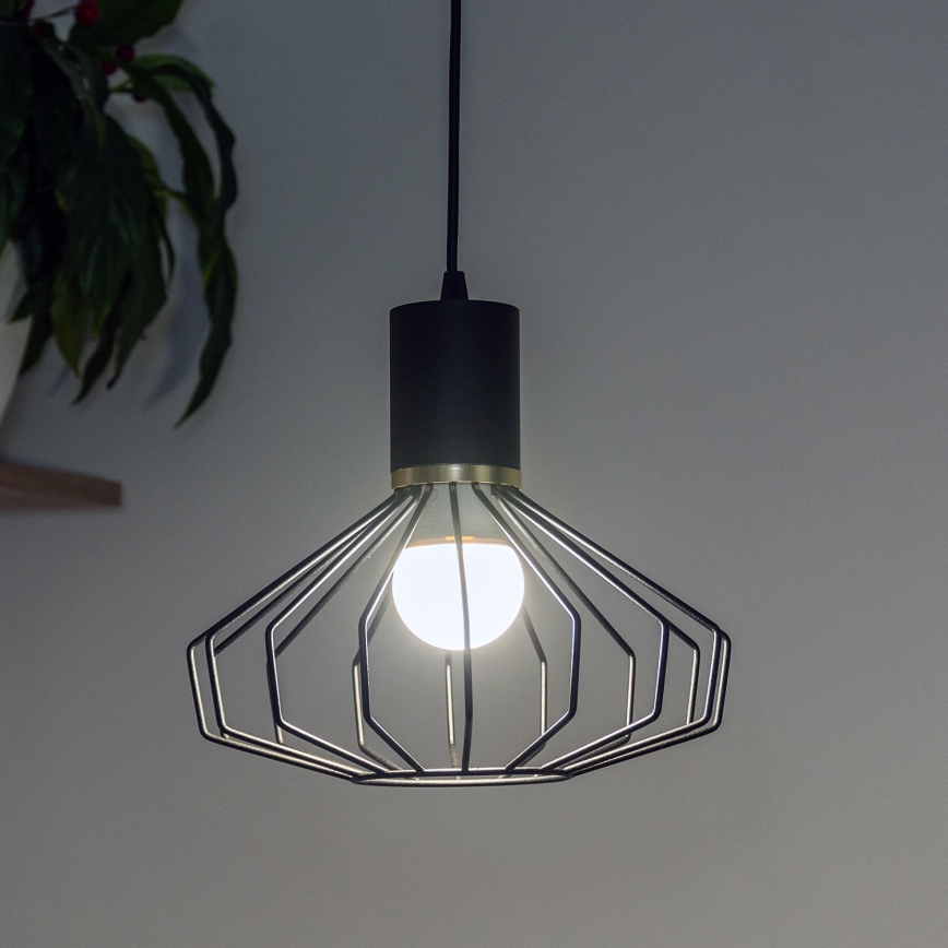 Luster na sajli SOLANO 1xE27/15W/230V crna/zlatna